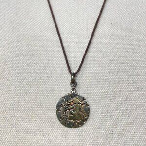 Banana Republic‎ Virgo Zodiac Disc Necklace Marked Sterling Silver Pendant